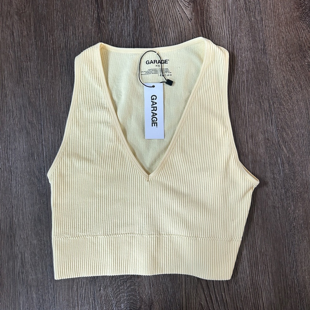 Garage V-Neck Ribbed Tank Size